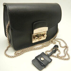Furla Black Bag Shoulder Leather Crossbody Suede Metropolis